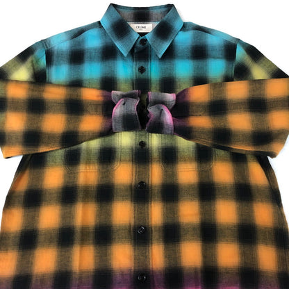 【中古品】【メンズ】 CELINE セリーヌ 23SS LOOSE TRAPPER CHECK SHIRT 2C574952T ルーズ トラッパー チェック シャツ 長袖 トップス 140-251112-ks-05-fuz サイズ：37 カラー：マルチカラー 万代Net店