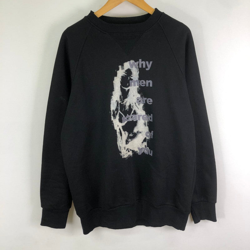 【中古品】【メンズ】 UNKNOWN WHY MEN ARE SCARED OF YOU PRINT SWEAT プリント スウェット 長袖 トップス トレーナー 147-251125-yo-17-tei サイズ：L カラー：ブラック 万代Net店