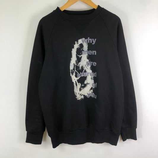 【中古品】【メンズ】 UNKNOWN WHY MEN ARE SCARED OF YOU PRINT SWEAT プリント スウェット 長袖 トップス トレーナー 147-251125-yo-17-tei サイズ：L カラー：ブラック 万代Net店