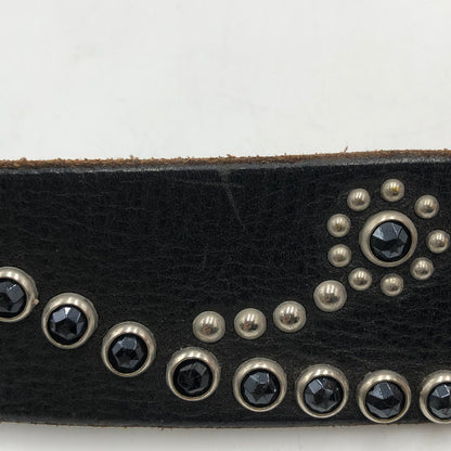 【中古品】【メンズ】 HTC エイチティーシー COLOR STONE FLOWER STUDS LEATHER BELT カラーストーン フラワー スタッズ レザーベルト 服飾雑貨 アクセサリー 205-251123-yy-06-tei カラー：ブラック 万代Net店