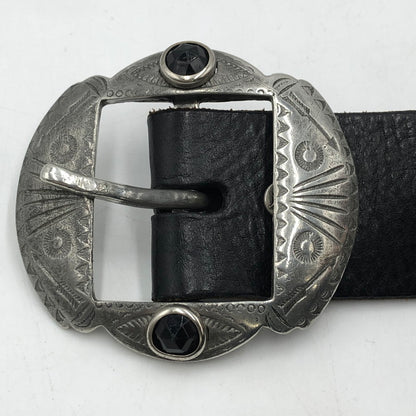 【中古品】【メンズ】 HTC エイチティーシー COLOR STONE FLOWER STUDS LEATHER BELT カラーストーン フラワー スタッズ レザーベルト 服飾雑貨 アクセサリー 205-251123-yy-06-tei カラー：ブラック 万代Net店