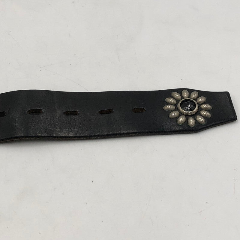 【中古品】【メンズ】 HTC エイチティーシー COLOR STONE FLOWER STUDS LEATHER BELT カラーストーン フラワー スタッズ レザーベルト 服飾雑貨 アクセサリー 205-251123-yy-06-tei カラー：ブラック 万代Net店