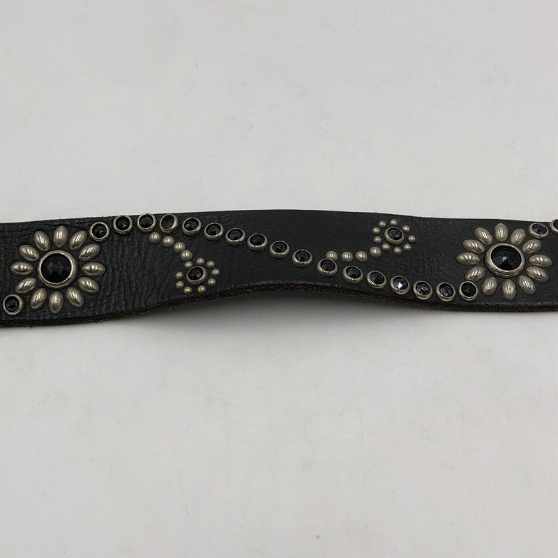 【中古品】【メンズ】 HTC エイチティーシー COLOR STONE FLOWER STUDS LEATHER BELT カラーストーン フラワー スタッズ レザーベルト 服飾雑貨 アクセサリー 205-251123-yy-06-tei カラー：ブラック 万代Net店