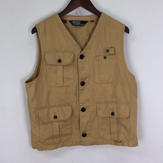 【中古品】【メンズ】 POLO RALPH LAUREN ポロ・ラルフローレン HUNTING VEST ハンティング ベスト ライトアウター アウトドア 147-251124-ts-19-tei サイズ：M カラー：ベージュ 万代Net店