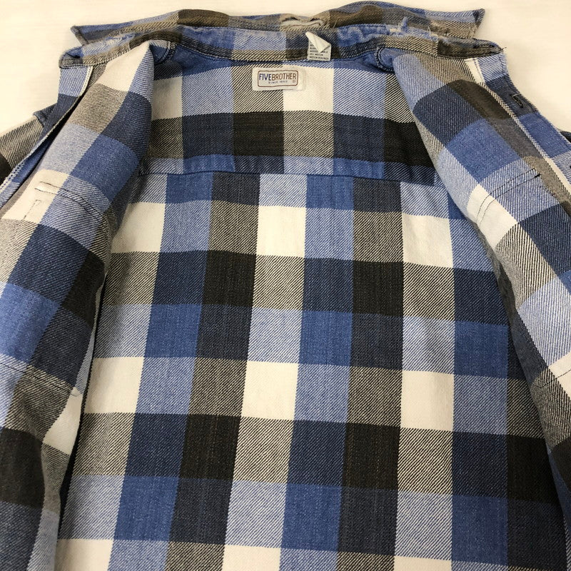 【中古品】【メンズ】 FIVE BROTHER ファイブブラザー 70~80's FLANNEL CHECK L/S SHIRT VINTAGE 70～80年代 フランネル チェック ロングスリーブ シャツ 長袖 トップス ヴィンテージ 145-251124-yo-05-tei サイズ：L カラー：ブルー 万代Net店
