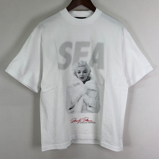 【中古品】【メンズ】 WINDANDSEA ウィンダンシー × MARILYN MONROE マリリン・モンロー 別注 コラボ WINTER S/S TEE WDS-MRM-26-Q1-01 ウィンター ショートスリーブ Tシャツ 半袖 トップス 142-251124-yo-04-tei サイズ：S カラー：ホワイト 万代Net店