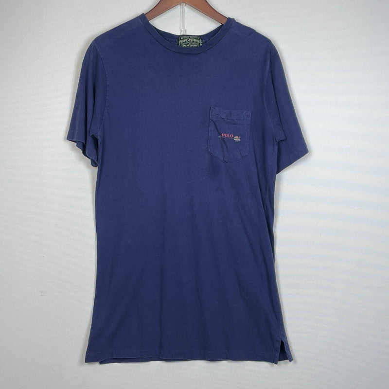 【現状渡し品】【メンズ】 POLO COUNTRY ポロ カントリー 80's～90's ARROW LOGO S/S TEE 80～90年代 アロー ロゴ ショートスリーブ Tシャツ 半袖 トップス 145-260801-sa-10-tei サイズ：L カラー：ネイビー 万代Net店