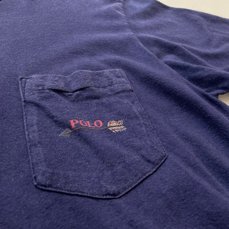 【現状渡し品】【メンズ】 POLO COUNTRY ポロ カントリー 80's～90's ARROW LOGO S/S TEE 80～90年代 アロー ロゴ ショートスリーブ Tシャツ 半袖 トップス 145-260801-sa-10-tei サイズ：L カラー：ネイビー 万代Net店