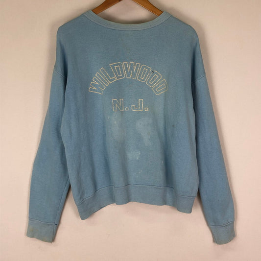【現状渡し品】【メンズ】 UNKNOWN 70~80's WILDWOOD N.J. SWEAT SHIRT VINTAGE 70~80年代 WILDWOOD N.J. スウェットシャツ トップス トレーナー ヴィンテージ 145-251128-yy-21-tei サイズ：不明 カラー：ブルー 万代Net店
