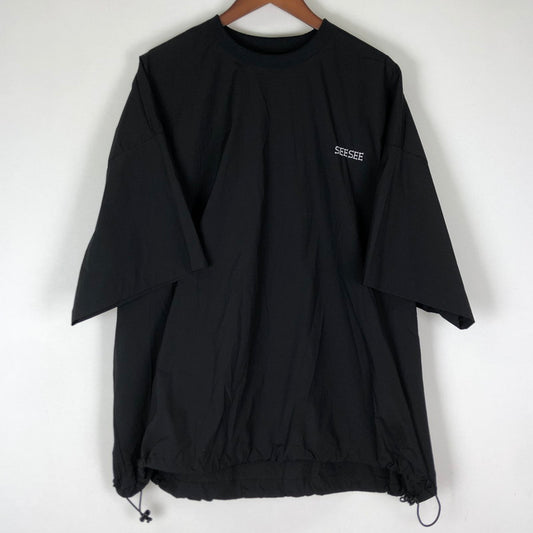 【中古品】【メンズ】 SEE SEE シーシー 24SS BIG NYLON SS CREW w/ DRAWSTRINGS TEE ビッグ ナイロン ショートスリーブ クルー w/ドローストリングス Tシャツ 半袖 トップス 142-251128-yy-07-tei サイズ：L カラー：ブラック 万代Net店
