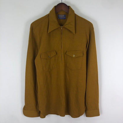 【中古品】【メンズ】 PENDLETON ペンドルトン 60~70's HALF ZIP WOOL PULLOVER SHIRT VINTAGE 60~70年代 ハーフジップ ウール プルオーバー シャツ 長袖 トップス ヴィンテージ USA製 145-251130-yy-15-tei サイズ：M カラー：ブラウン 万代Net店