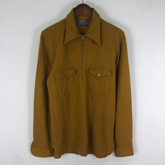 【中古品】【メンズ】 PENDLETON ペンドルトン 60~70's HALF ZIP WOOL PULLOVER SHIRT VINTAGE 60~70年代 ハーフジップ ウール プルオーバー シャツ 長袖 トップス ヴィンテージ USA製 145-251130-yy-15-tei サイズ：M カラー：ブラウン 万代Net店