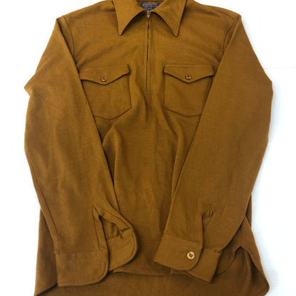 【中古品】【メンズ】 PENDLETON ペンドルトン 60~70's HALF ZIP WOOL PULLOVER SHIRT VINTAGE 60~70年代 ハーフジップ ウール プルオーバー シャツ 長袖 トップス ヴィンテージ USA製 145-251130-yy-15-tei サイズ：M カラー：ブラウン 万代Net店
