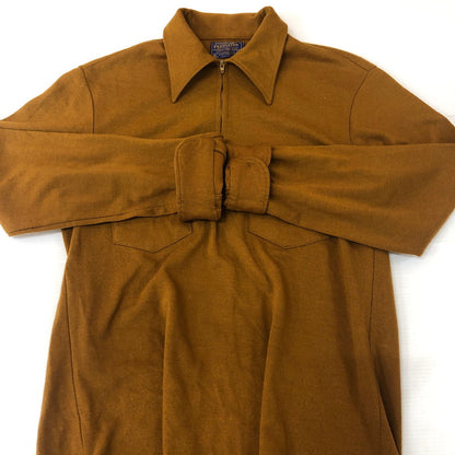 【中古品】【メンズ】 PENDLETON ペンドルトン 60~70's HALF ZIP WOOL PULLOVER SHIRT VINTAGE 60~70年代 ハーフジップ ウール プルオーバー シャツ 長袖 トップス ヴィンテージ USA製 145-251130-yy-15-tei サイズ：M カラー：ブラウン 万代Net店
