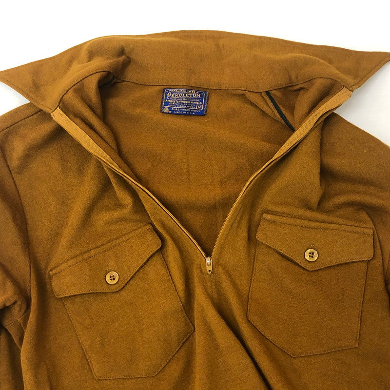 【中古品】【メンズ】 PENDLETON ペンドルトン 60~70's HALF ZIP WOOL PULLOVER SHIRT VINTAGE 60~70年代 ハーフジップ ウール プルオーバー シャツ 長袖 トップス ヴィンテージ USA製 145-251130-yy-15-tei サイズ：M カラー：ブラウン 万代Net店