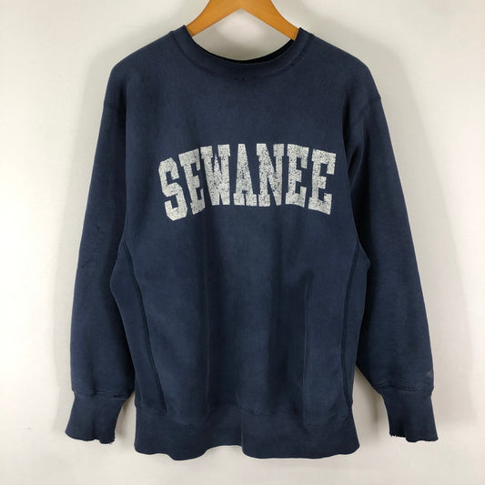 【ジャンク品】【メンズ】 Champion チャンピオン 90's REVERSE WEAVE SWEAT SHIRT 90年代 リバースウィーブ スウェットシャツ トップス トレーナー SEWANEE USA製 145-251129-ks-14-tei サイズ：XL カラー：ネイビー 万代Net店