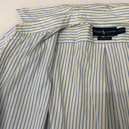 【中古品】【メンズ】 RALPH LAUREN ラルフローレン 90's STRIPE L/S SHIRT 90年代 ストライプ ロングスリーブ シャツ 長袖 トップス 147-251129-ks-17-tei サイズ：XL カラー：ブルーホワイト 万代Net店