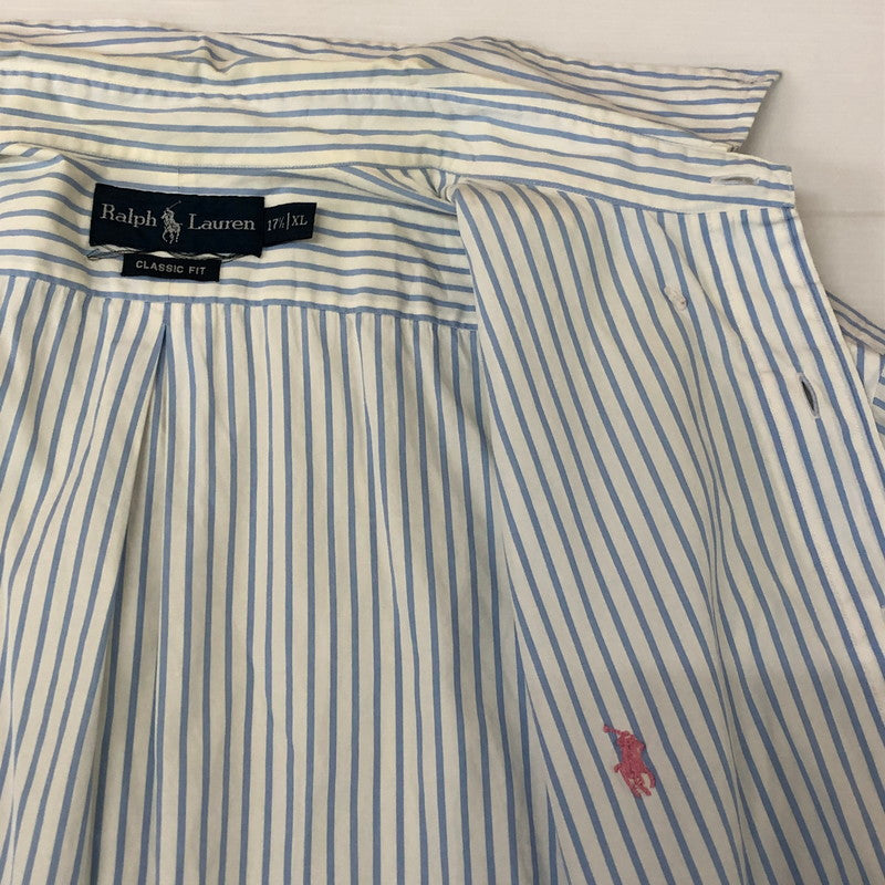 【中古品】【メンズ】 RALPH LAUREN ラルフローレン 90's STRIPE L/S SHIRT 90年代 ストライプ ロングスリーブ シャツ 長袖 トップス 147-251129-ks-17-tei サイズ：XL カラー：ブルーホワイト 万代Net店