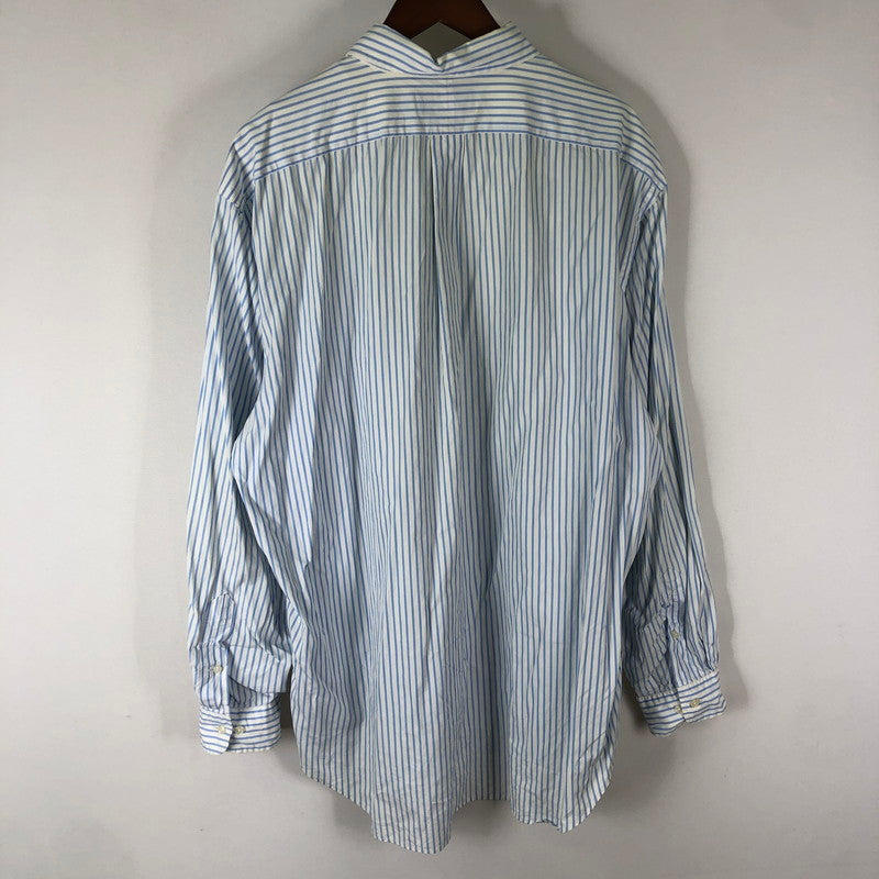 【中古品】【メンズ】 RALPH LAUREN ラルフローレン 90's STRIPE L/S SHIRT 90年代 ストライプ ロングスリーブ シャツ 長袖 トップス 147-251129-ks-17-tei サイズ：XL カラー：ブルーホワイト 万代Net店