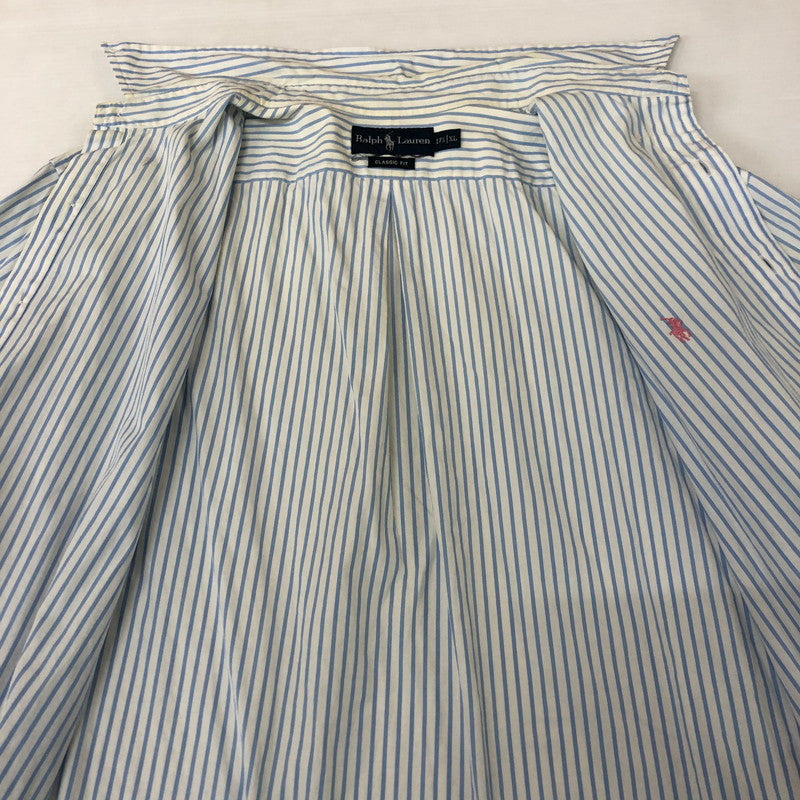 【中古品】【メンズ】 RALPH LAUREN ラルフローレン 90's STRIPE L/S SHIRT 90年代 ストライプ ロングスリーブ シャツ 長袖 トップス 147-251129-ks-17-tei サイズ：XL カラー：ブルーホワイト 万代Net店
