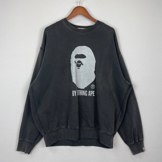 【中古品】【メンズ】 A BATHING APE アベイシングエイプ OVERDYE CREWNECK 001SWJ701005I オーバーダイ クルーネック トップス スウェット トレーナー 142-251204-yy-07-tei サイズ：L カラー：ブラック 万代Net店