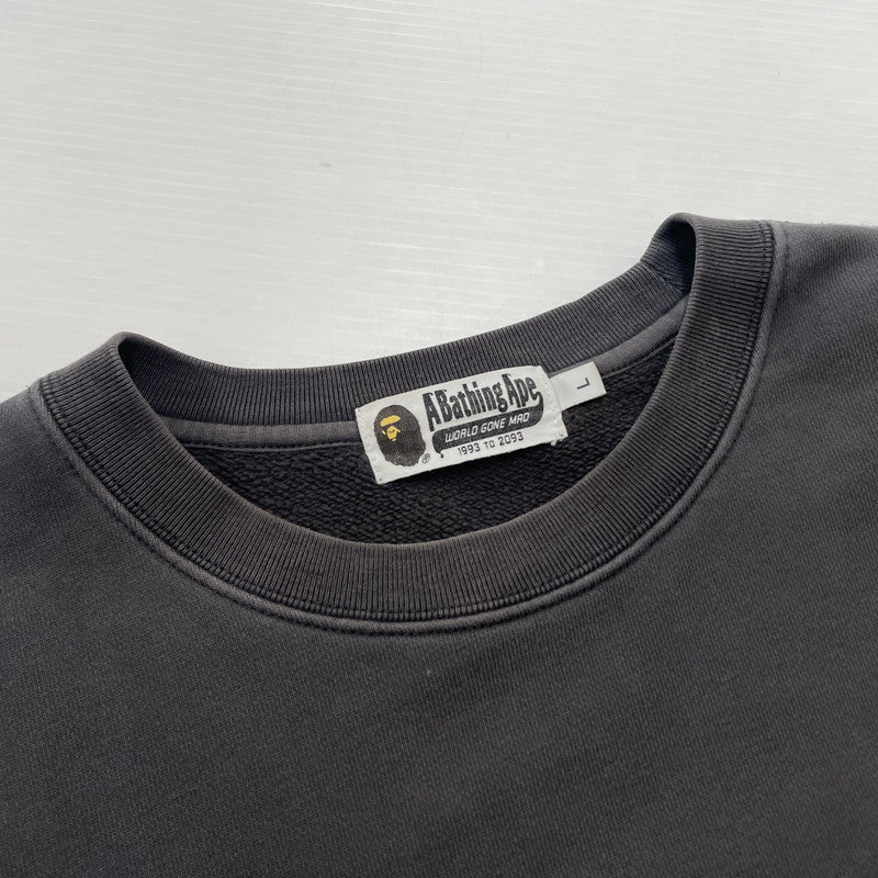 【中古品】【メンズ】 A BATHING APE アベイシングエイプ OVERDYE CREWNECK 001SWJ701005I オーバーダイ クルーネック トップス スウェット トレーナー 142-251204-yy-07-tei サイズ：L カラー：ブラック 万代Net店