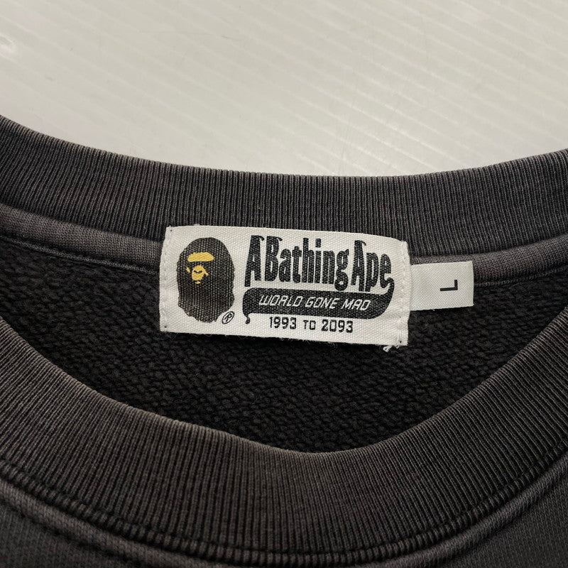 【中古品】【メンズ】 A BATHING APE アベイシングエイプ OVERDYE CREWNECK 001SWJ701005I オーバーダイ クルーネック トップス スウェット トレーナー 142-251204-yy-07-tei サイズ：L カラー：ブラック 万代Net店