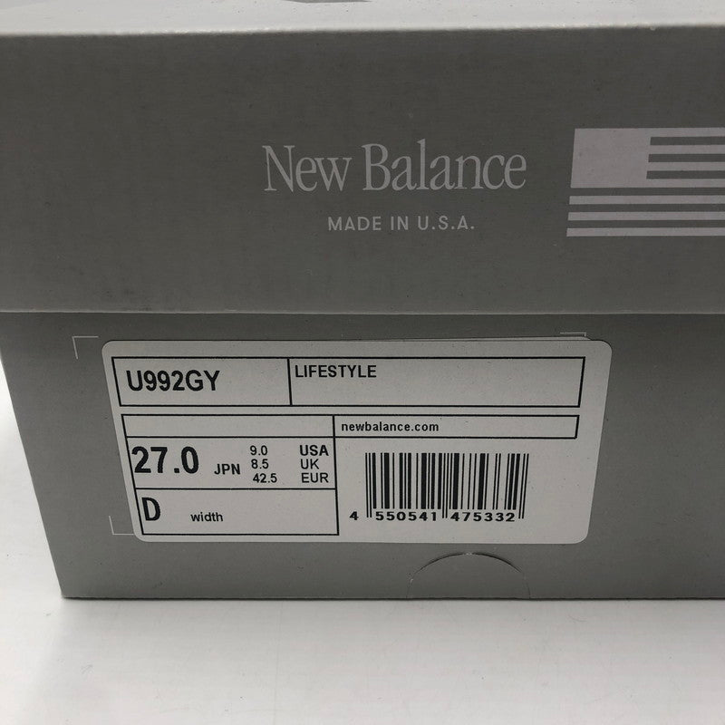【中古美品】【メンズ】 NEW BALANCE ニューバランス U992GY MADE IN USA スニーカー 靴 162-251203-ks-07-tei カラー：グレー 万代Net店