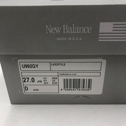 【中古美品】【メンズ】 NEW BALANCE ニューバランス U992GY MADE IN USA スニーカー 靴 162-251203-ks-07-tei カラー：グレー 万代Net店
