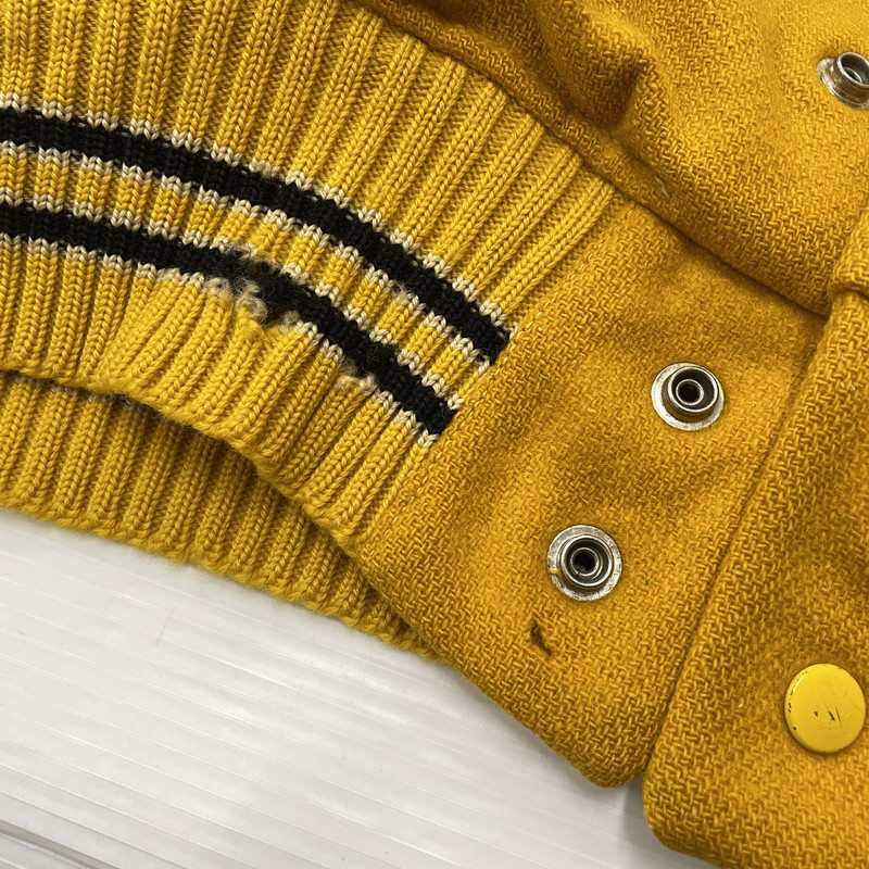 【現状渡し品】【メンズ】 WHITING ホワイティング 60's VARSITY JACKET VINTAGE 60年代 ヴァーシティ ジャケット ライトアウター スタジャン ヴィンテージ 145-251204-yy-19-tei サイズ：44 カラー：イエロー 万代Net店