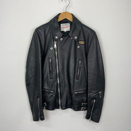 【中古品】【メンズ】 Lewis Leathers ルイスレザー × THE REAL McCOY'S リアルマッコイズ 別注 コラボ DEERSKIN LIGHTNING DOUBLE RIDERS JACKET ディアスキン ライトニング ダブル ライダースジャケット ライトアウター 145-251204-yy-16-tei サイズ：38 カラー：ブラック 万代Net店