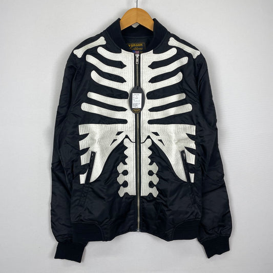 【中古品】【メンズ】 VANSON バンソン NYLON TWILL JACKET NVJK-2502 ナイロンツイル ジャケット ライトアウター ボーン刺繍 145-251204-yy-18-tei サイズ：M カラー：ブラック 万代Net店