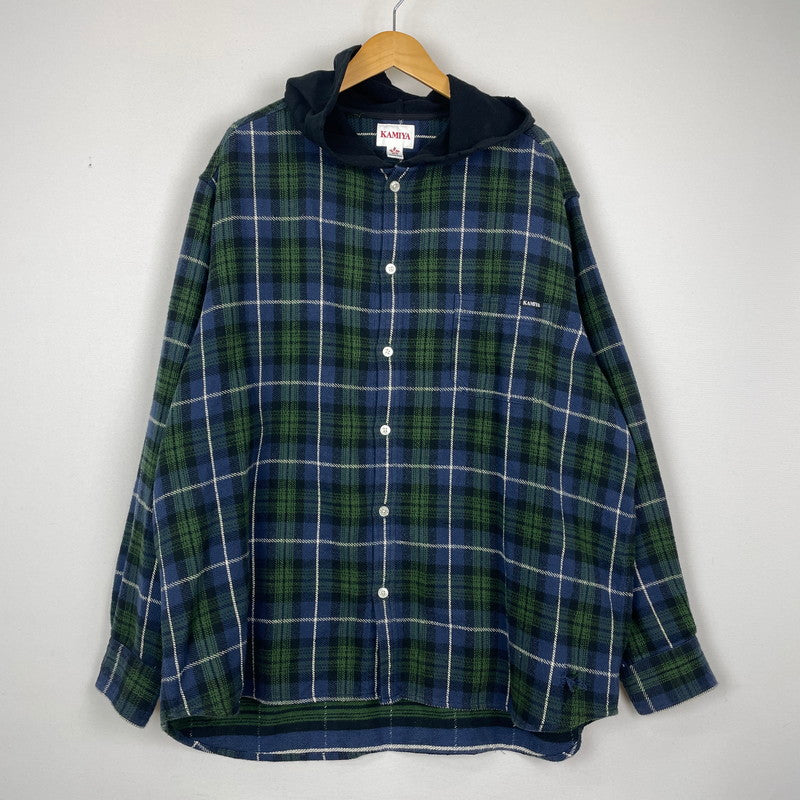 【中古品】【メンズ】 KAMIYA カミヤ HOODED CHECK SHIRT G13SH041 フーディ チェック シャツ トップス 長袖 ヴィンテージ加工 140-251203-ts-12-fuz サイズ：L カラー：チェック 万代Net店