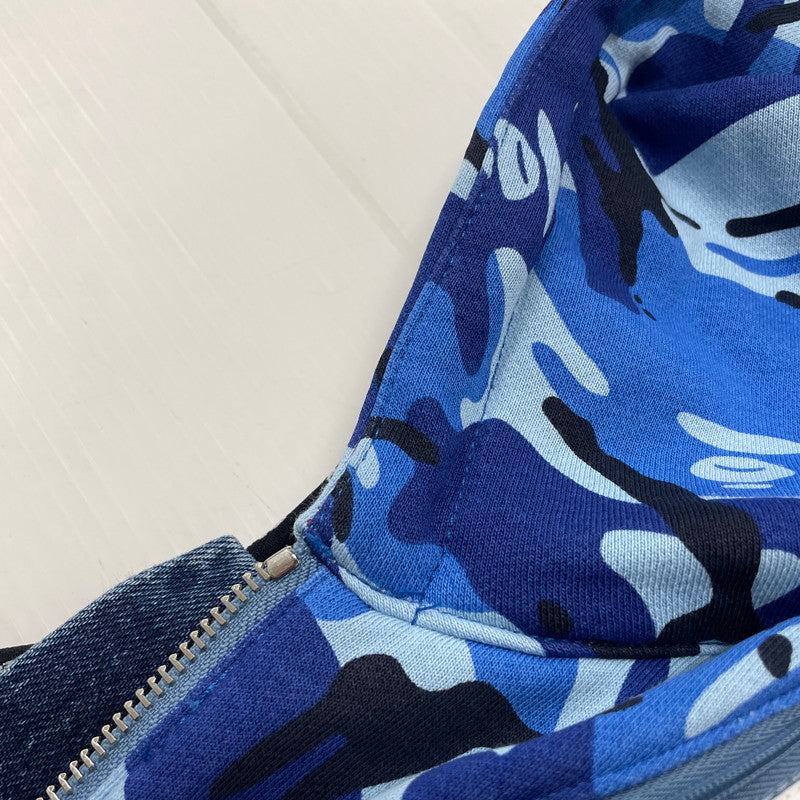 【中古品】【メンズ】 AAPE BY A BATHING APE エーエイプバイアベイシングエイプ × TOMMY JEANS トミージーンズ 別注 コラボ DENIM JACKET デニムジャケット アウター Gジャン 142-251203-ts-04-tei サイズ：S カラー：インディゴ 万代Net店