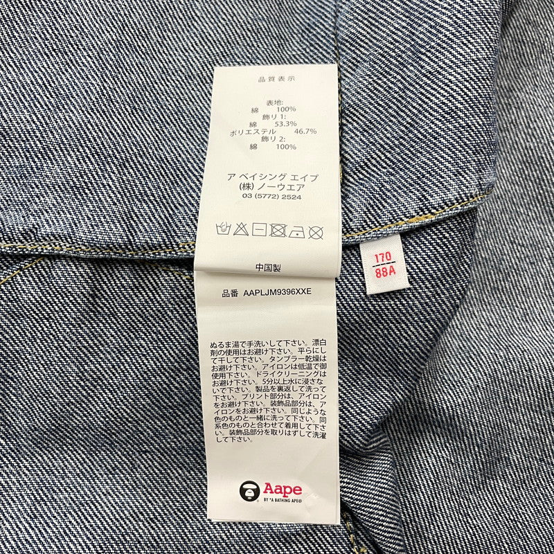 【中古品】【メンズ】 AAPE BY A BATHING APE エーエイプバイアベイシングエイプ × TOMMY JEANS トミージーンズ 別注 コラボ DENIM JACKET デニムジャケット アウター Gジャン 142-251203-ts-04-tei サイズ：S カラー：インディゴ 万代Net店