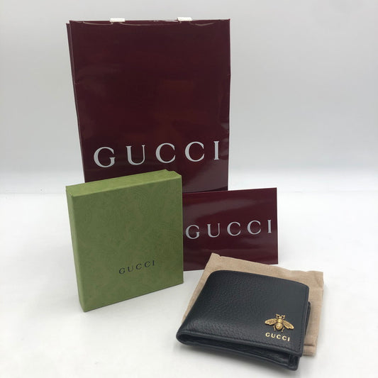 【中古品】【メンズ】 GUCCI グッチ ANIMALIER BEE WALLET 522915DJ20T アニマリエ ビー ウォレット 二つ折り財布 コンパクトウォレット 財布 181-251203-ks-05-tei カラー：ブラック 万代Net店