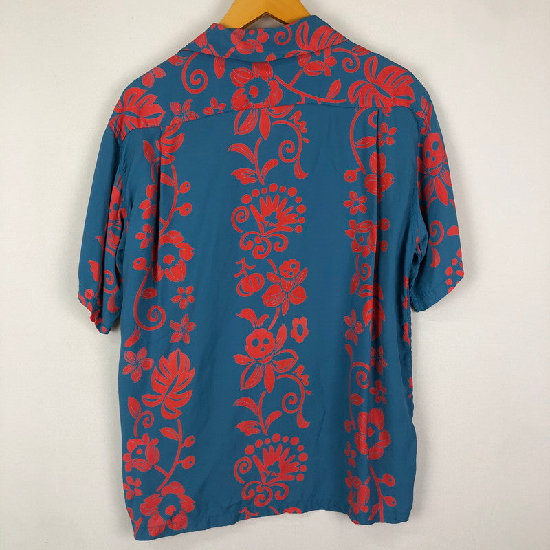 【中古品】【メンズ】 RAYON HAWAIIAN SHIRT HAWAIIAN SKULL BORDER SS38806 ナイロン　ハワイアン シャツ ハワイアン スカル ボーダー 半袖 トップス 145-251205-ks-13-fuzh サイズ：M カラー：ブルー 万代Net店