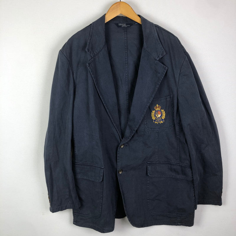 【現状渡し品】【メンズ】 POLO RALPH LAUREN ポロ・ラルフローレン EMBROIDERY BLAZER JACKET エンブロイダリー ブレザー ジャケット ライトアウター USA製 147-251205-ks-20-tei サイズ：XL カラー：ネイビー 万代Net店
