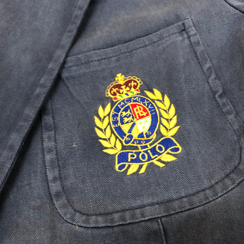 【現状渡し品】【メンズ】 POLO RALPH LAUREN ポロ・ラルフローレン EMBROIDERY BLAZER JACKET エンブロイダリー ブレザー ジャケット ライトアウター USA製 147-251205-ks-20-tei サイズ：XL カラー：ネイビー 万代Net店