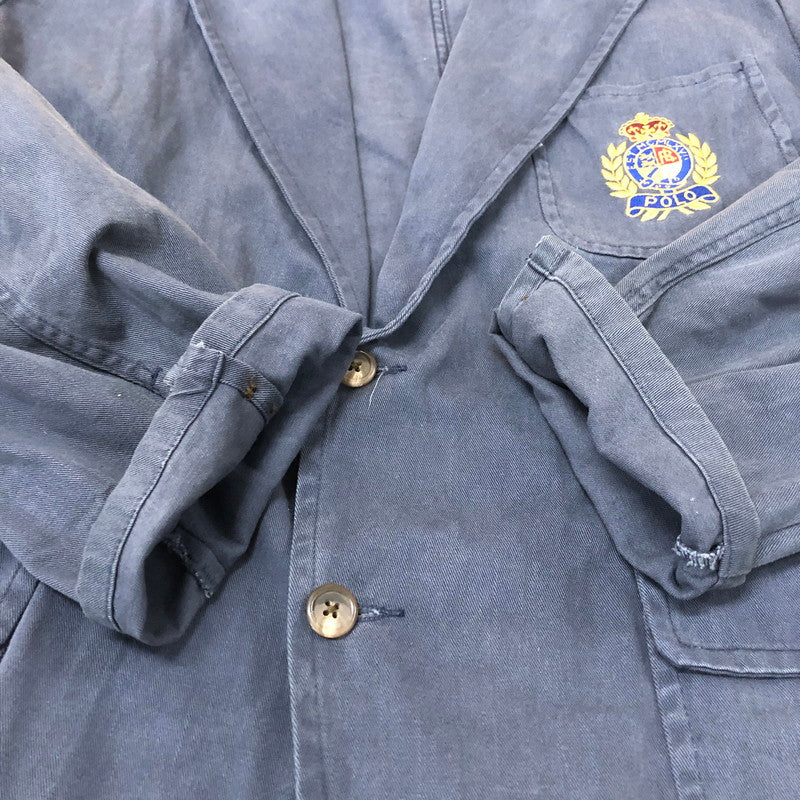 【現状渡し品】【メンズ】 POLO RALPH LAUREN ポロ・ラルフローレン EMBROIDERY BLAZER JACKET エンブロイダリー ブレザー ジャケット ライトアウター USA製 147-251205-ks-20-tei サイズ：XL カラー：ネイビー 万代Net店