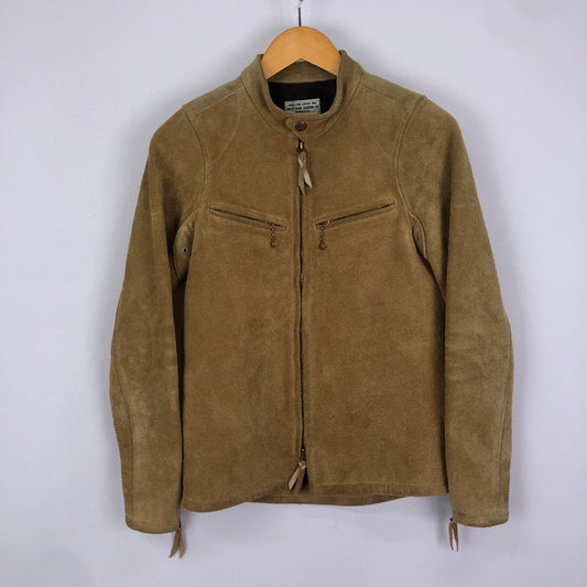 【現状渡し品】【メンズ】 WESTRIDE ウエストライド SUEDE LEATHER SINGLE RIDER JACKET スウェードレザー シングル ライダースジャケット ライトアウター 145-251205-ks-18-tei サイズ：34 カラー：ベージュ 万代Net店