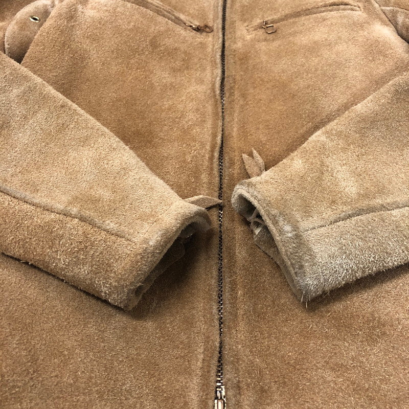 【現状渡し品】【メンズ】 WESTRIDE ウエストライド SUEDE LEATHER SINGLE RIDER JACKET スウェードレザー シングル ライダースジャケット ライトアウター 145-251205-ks-18-tei サイズ：34 カラー：ベージュ 万代Net店