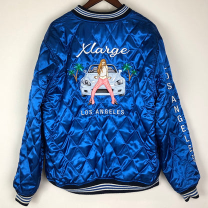 【中古品】【メンズ】 XLARGE エクストララージ REVERSIBLE FLAG GAL SOUVENIR JACKET 101221021005 リバーシブル フラッグギャル スーベニアジャケット ライトアウター スカジャン 刺繍 142-251204-yy-09-tei サイズ：L カラー：ネイビー 万代Net店