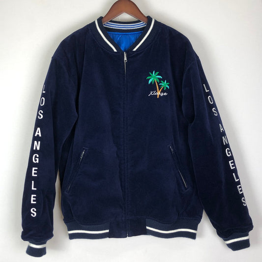 【中古品】【メンズ】 XLARGE エクストララージ REVERSIBLE FLAG GAL SOUVENIR JACKET 101221021005 リバーシブル フラッグギャル スーベニアジャケット ライトアウター スカジャン 刺繍 142-251204-yy-09-tei サイズ：L カラー：ネイビー 万代Net店