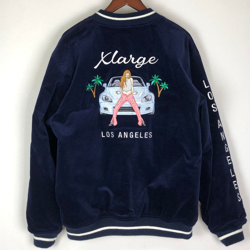 【中古品】【メンズ】 XLARGE エクストララージ REVERSIBLE FLAG GAL SOUVENIR JACKET 101221021005 リバーシブル フラッグギャル スーベニアジャケット ライトアウター スカジャン 刺繍 142-251204-yy-09-tei サイズ：L カラー：ネイビー 万代Net店