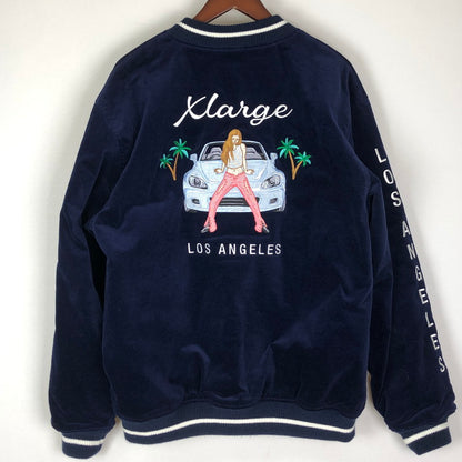 【中古品】【メンズ】 XLARGE エクストララージ REVERSIBLE FLAG GAL SOUVENIR JACKET 101221021005 リバーシブル フラッグギャル スーベニアジャケット ライトアウター スカジャン 刺繍 142-251204-yy-09-tei サイズ：L カラー：ネイビー 万代Net店