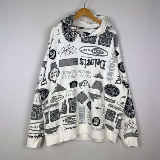 【中古品】【メンズ】 JORDAN BRAND ジョーダン ブランド M J ESS AOP FLC PULLOVER HOODIE HM7254-133 フリース プルオーバー フーディ 長袖 トップス パーカー 148-251205-yo-08-tei サイズ：XXL カラー：ホワイト 万代Net店