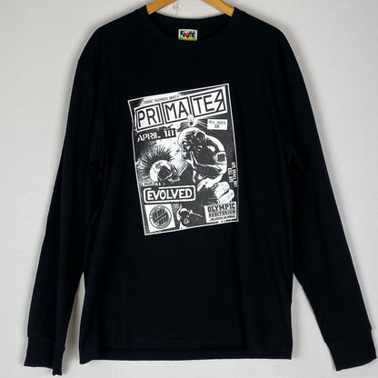 【中古品】【メンズ】 A BATHING APE アベイシングエイプ × UNDEFEATED アンディフィーテッド 別注 コラボ L/S COTTON TEE ロングスリーブ コットン Tシャツ 長袖 トップス 142-251208-yy-05-tei サイズ：XL カラー：ブラック 万代Net店