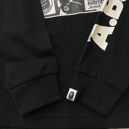【中古品】【メンズ】 A BATHING APE アベイシングエイプ × UNDEFEATED アンディフィーテッド 別注 コラボ L/S COTTON TEE ロングスリーブ コットン Tシャツ 長袖 トップス 142-251208-yy-05-tei サイズ：XL カラー：ブラック 万代Net店