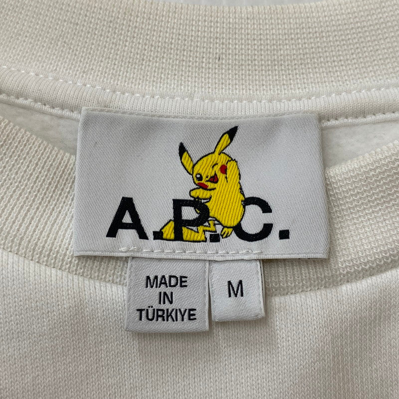 【中古品】【メンズ】 A.P.C. アーペーセー × POKEMON ポケモン 別注 コラボ L/S CREWNECK SWEAT SHIRT ロングスリーブ クルーネック スウェット シャツ 長袖 トップス トレーナー 141-251208-yy-07-tei サイズ：M カラー：ホワイト 万代Net店